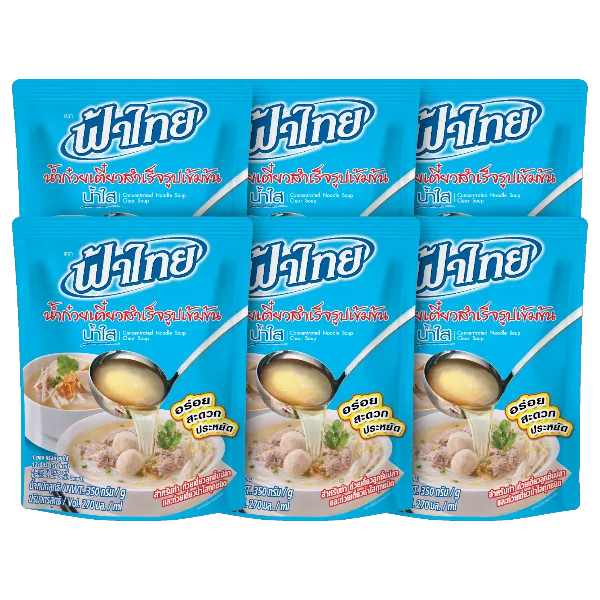 ฟ้าไทย น้ำก๋วยเตี๋ยวเข้มข้น น้ำใส 350 ก. x 6 