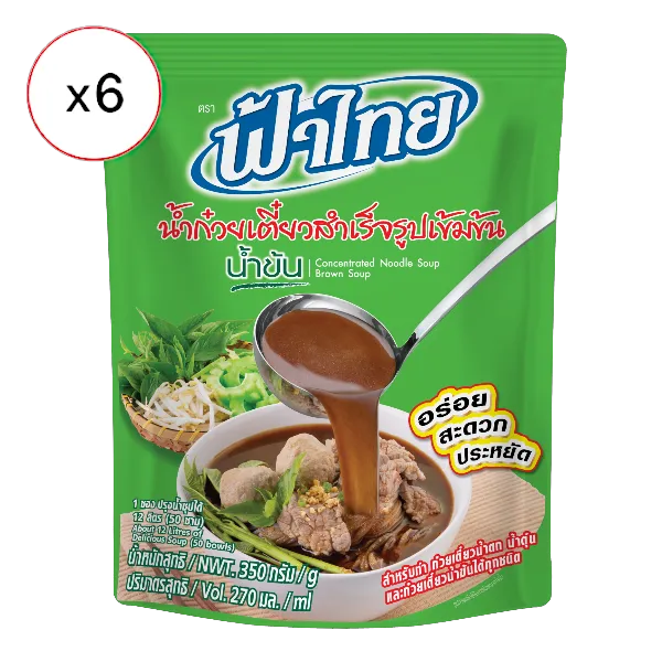 ฟ้าไทย น้ำก๋วยเตี๋ยวเข้มข้น น้ำข้น 350 ก. x 6 