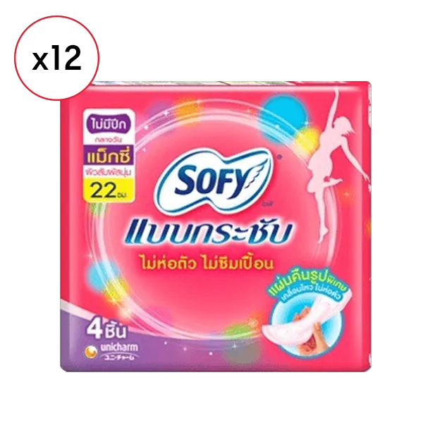 โซฟี ขอบปกป้องสลิม มีปีก ผ้าอนามัย 4 ชิ้น x 12
