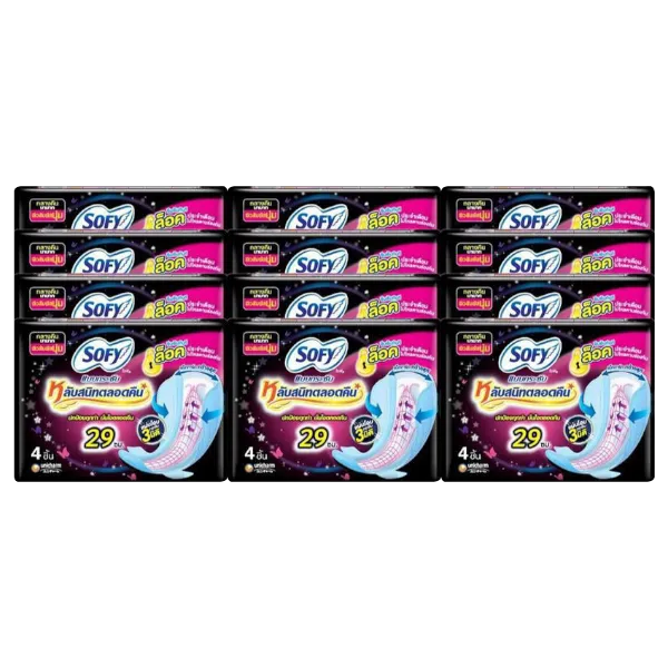 โซฟี แบบกระชับกลางคืน ผ้าอนามัย 29 ซม. 4 ชิ้น x 12