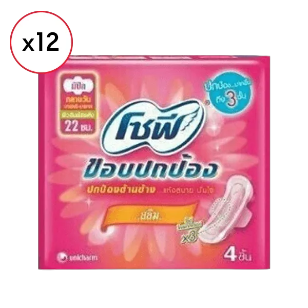 โซฟี แบบกระชับสลิม มีปีก ผ้าอนามัย 4 ชิ้น x 12