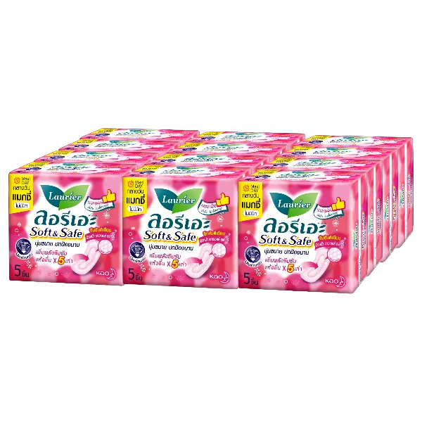 ลอรีเอะ ซอฟท์แอนด์เซฟ แมกซี่ ผ้าอนามัย 5 ชิ้น x 12