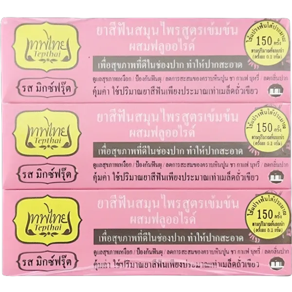 เทพไทย ยาสีฟันสมุนไพร รสมิกซฟรุ๊ต 30 ก. x 3
