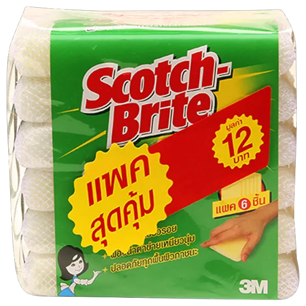 สก๊อตช์-ไบรต์ ฟองน้ำหุ้มตาข่าย x 6