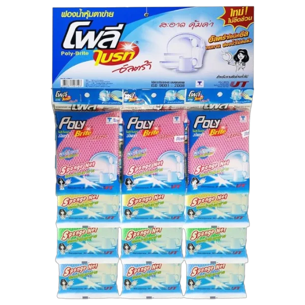โพลีไบรท์ อัลตร้า ฟองน้ำหุ้มตาข่าย คละสี x 12 
