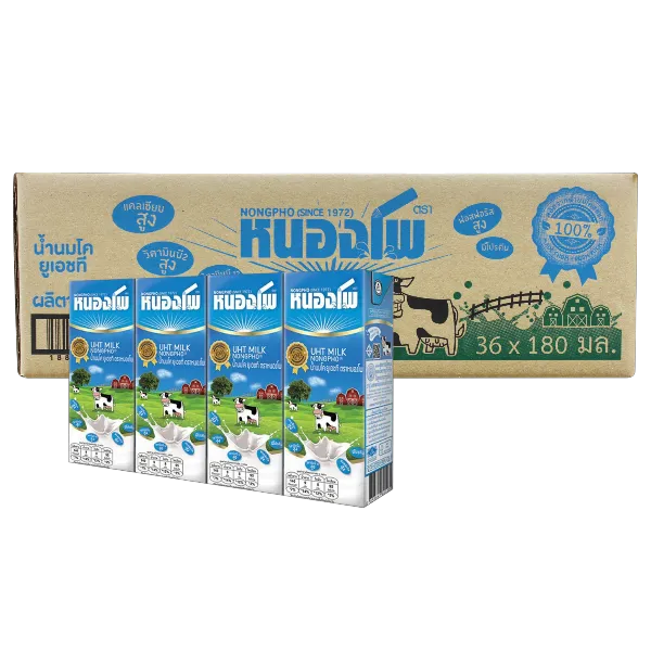 หนองโพ นมโคยูเอชที รสจืด 180 มล. x 36