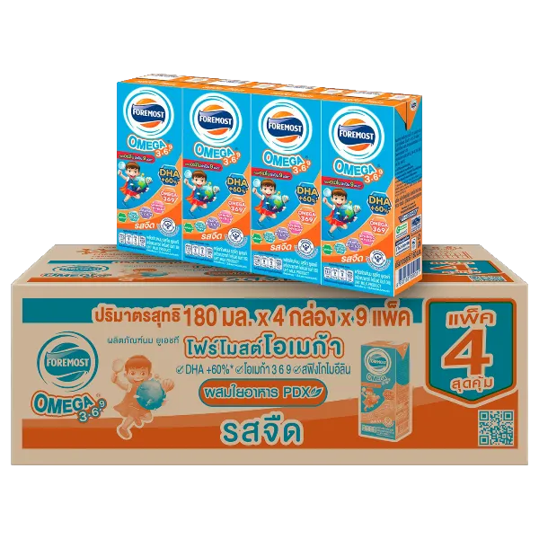 โฟร์โมสต์ โอเมก้า 369 นมยูเอชที รสจืด 180 มล. x 36