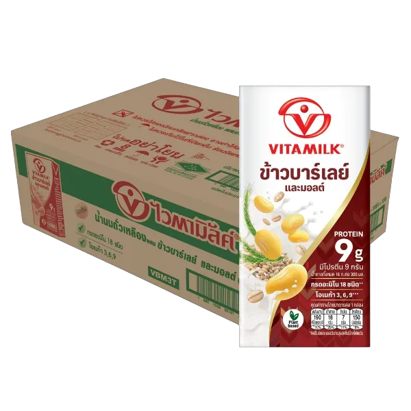 ไวตามิ้ลค์ นมถั่วเหลืองยูเอชที ผสมบาร์เล่ย์มอลต์ 300 มล. x 36