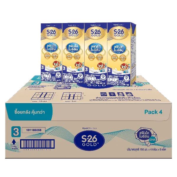 เอส-26 โกลด์ นมยูเอชที สูตร 3 180 มล. x 36