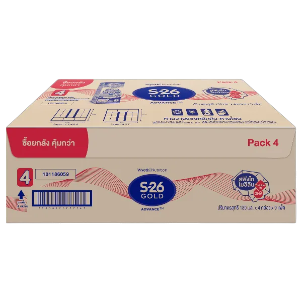 เอส-26 โกลด์ นมยูเอชที สูตร 4 180 มล. x 36