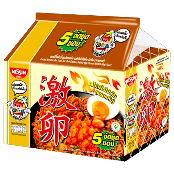 นิสชิน บะหมี่กึ่งสำเร็จรูป ไก่เผ็ดเกาหลีไข่เค็ม 60 ก. x 5
