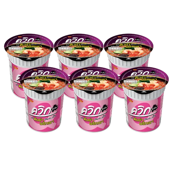 ไวไว บะหมี่กึ่งสำเร็จรูปควิกคัพ รสต้มยำพริกเผา 60 ก. x 6