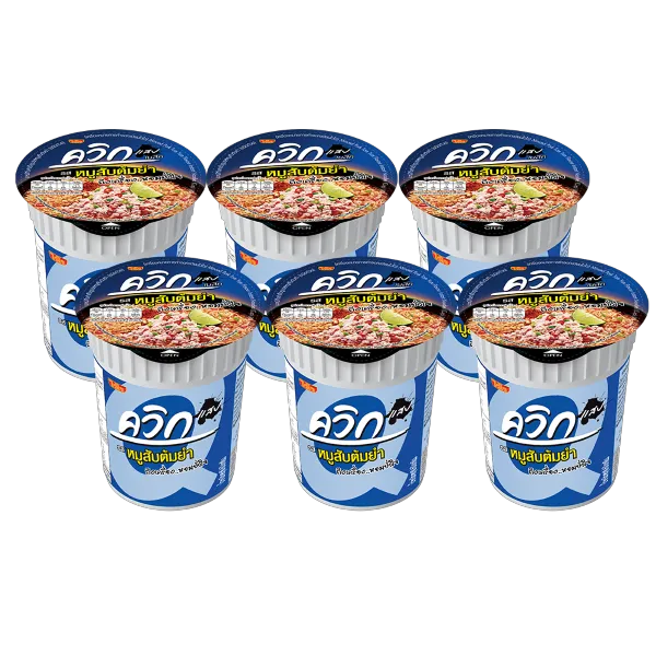 ไวไว ควิก คัพ บะหมี่กึ่งสำเร็จรูป รสหมูสับต้มยำ 60 ก. x 6