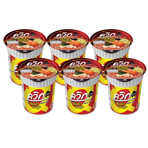 ไวไว บะหมี่กึ่งสำเร็จรูปควิกถ้วย ต้มยำมันกุ้ง 60 ก. x 6