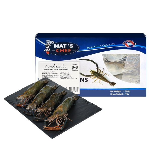 กุ้งแม่น้ำทั้งตัวแช่แข็ง แพ็ค 1 กก.