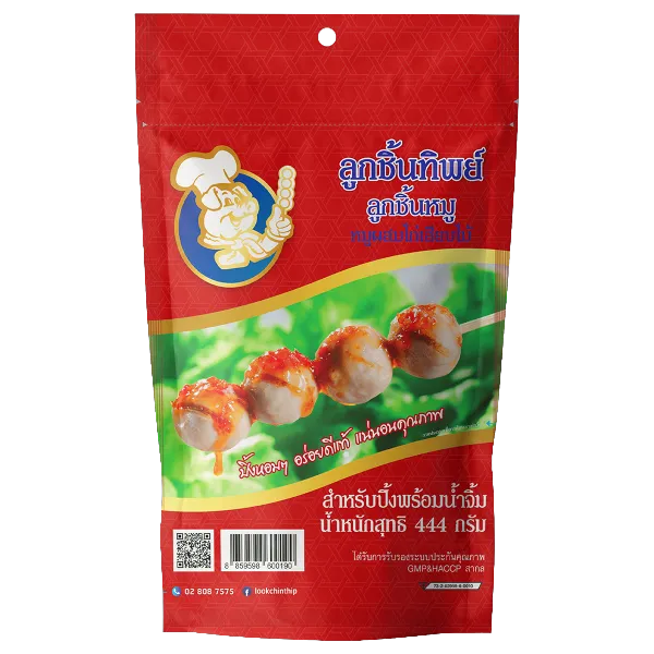 ลูกชิ้นทิพย์ ลูกชิ้นหมูผสมไก่เสียบไม้พร้อมน้ำจิ้ม 20 ไม้ 444 ก. 