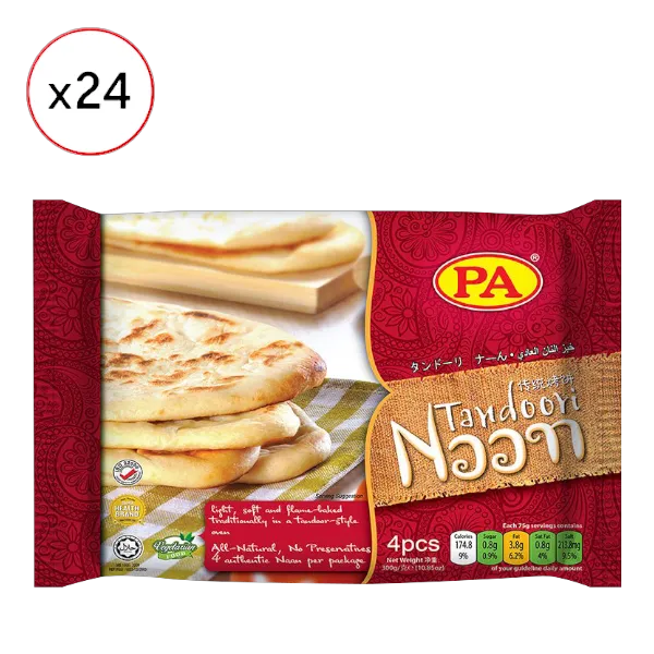 พีเอ แผ่นแป้งนานรสทันดูรีแช่แข็ง 4 ชิ้น 300 ก. x 24 