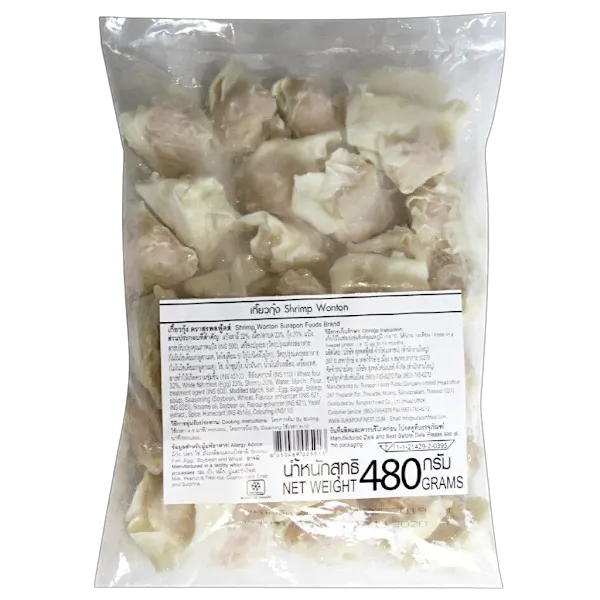 สุรพลฟู้ดส์ เกี๊ยวกุ้งแช่แข็ง 30 ชิ้น 480 ก.