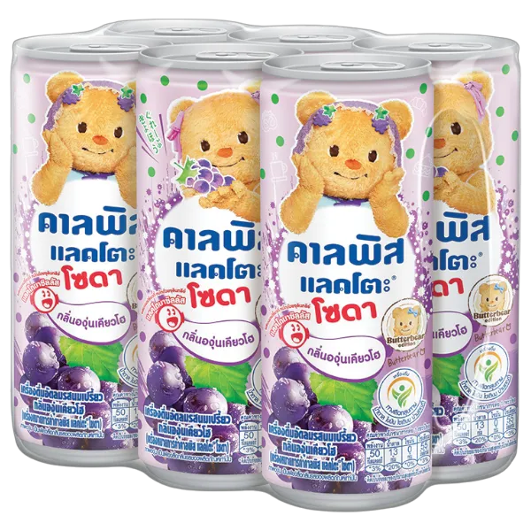 คาลพิสแลคโตะ เครื่องดื่มน้ำอัดลมผสมนมเปรี้ยวโซดา องุ่นเคียวโฮ 245 มล. x 6