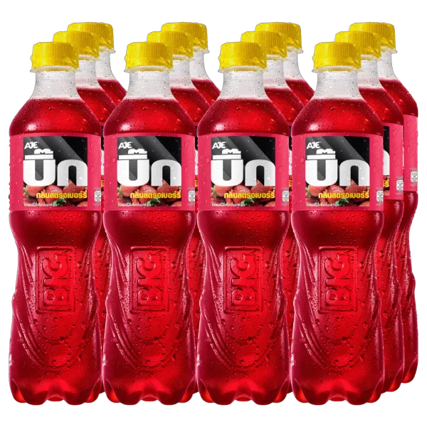 บิ๊ก เครื่องดื่มน้ำอัดลม กลิ่นสตรอว์เบอร์รี 360 มล. x 12