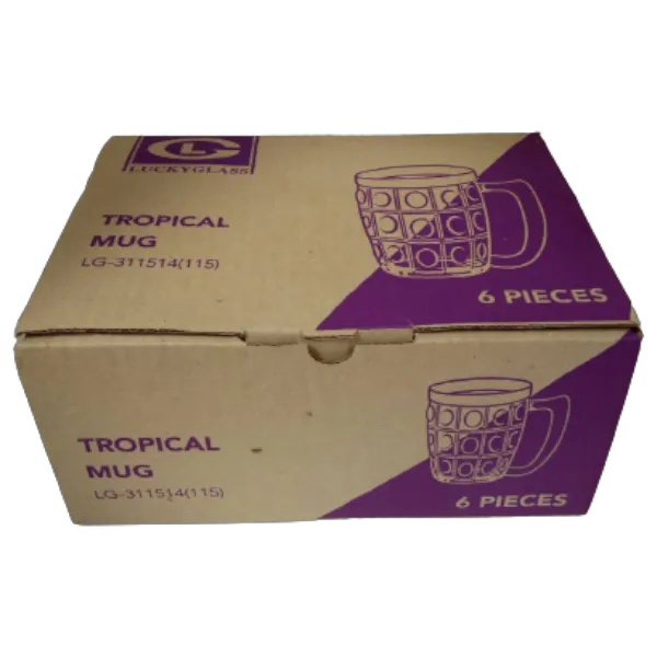 ลัคกี้ แก้วน้ำมีหูจับ Tropical #LG-311514 14 ออนซ์ (400 มล.) x 6