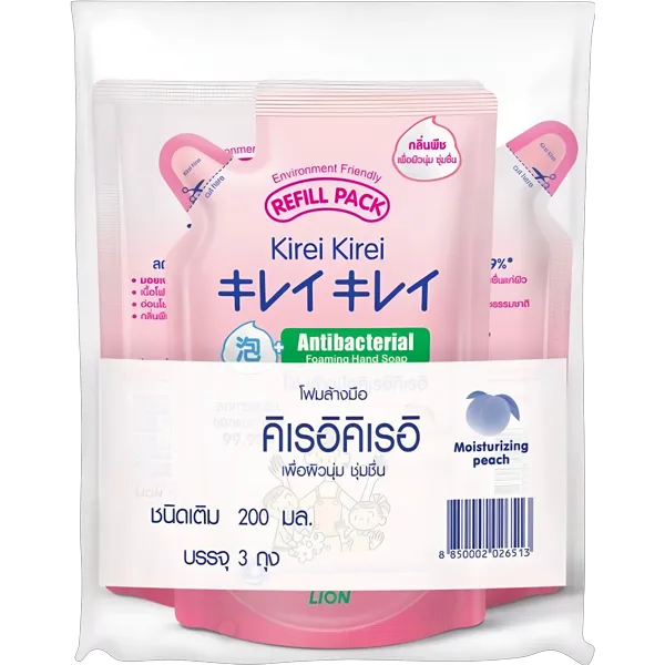 คิเรอิ คิเรอิ โฟมล้างมือ พีช ถุงเติม 200 มล. x 3