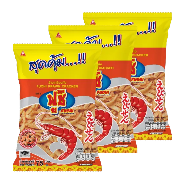 ฟูชิ ข้าวเกรียบกุ้ง รสบาร์บีคิว 75 ก. x 3