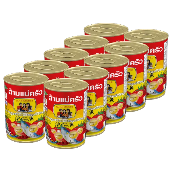สามแม่ครัว ปลาซาร์ดีนในซอสมะเขือเทศ (ฝาดึง) 155 ก. x 10 