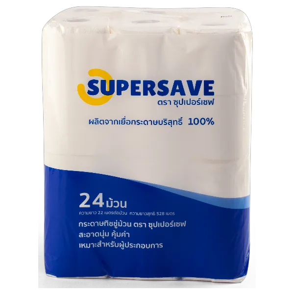 ซุปเปอร์เซฟ กระดาษชำระ ดับเบิ้ลโรล 22 เมตร VIRGIN PULP x 24