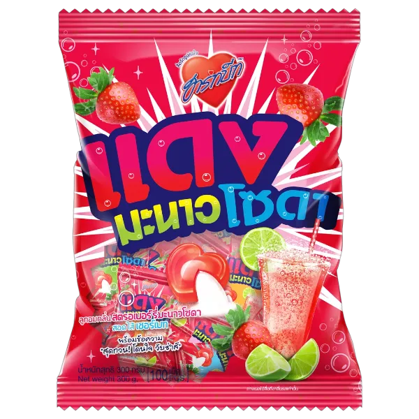 ฮาร์ทบีท ลูกอมกลิ่นสตรอว์เบอร์รีมะนาวโซดา สอดไส้เชอร์เบท 100 เม็ด