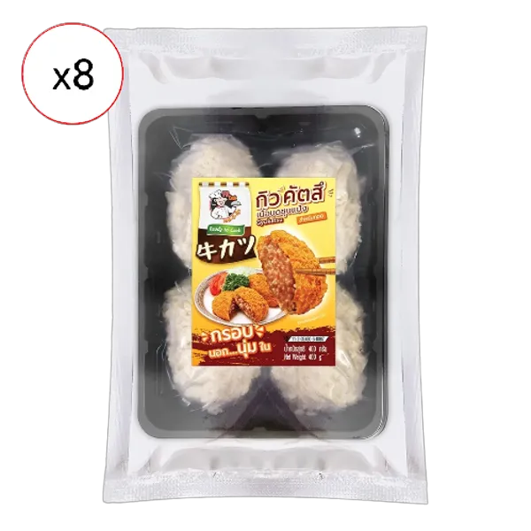 เอฟบี เนื้อบดชุบแป้งทอดกิวคัตสึแช่แข็ง 100 ก. แพ็ค 4 ชิ้น x 8
