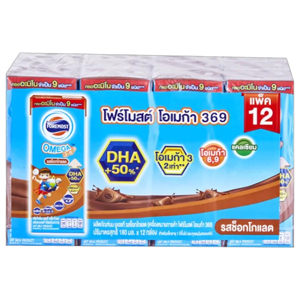โฟร์โมสต์ นมยูเอชที โอเมก้า369 รสช็อคโกแลต 180 มล. x 12