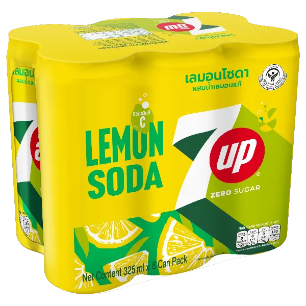 เซเว่น-อัพ เครื่องดื่มน้ำอัดลม ไม่มีน้ำตาล รสเลมอน 325 มล. x 6