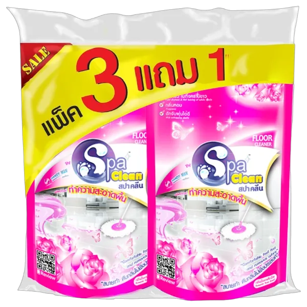 สปาคลีน น้ำยาทำความสะอาดพื้น สีชมพู 400 มล. x 4