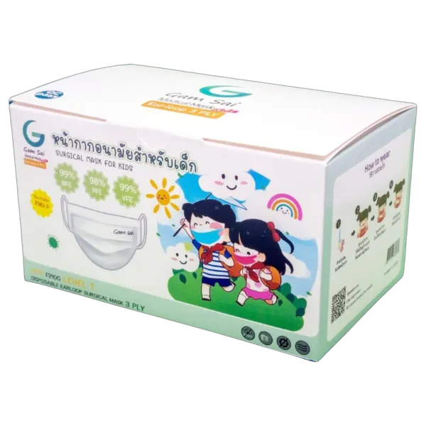 แก้มใส หน้ากากอนามัยทางการแพทย์สำหรับเด็ก รุ่น GAMSAI L1 x 50 คละสี