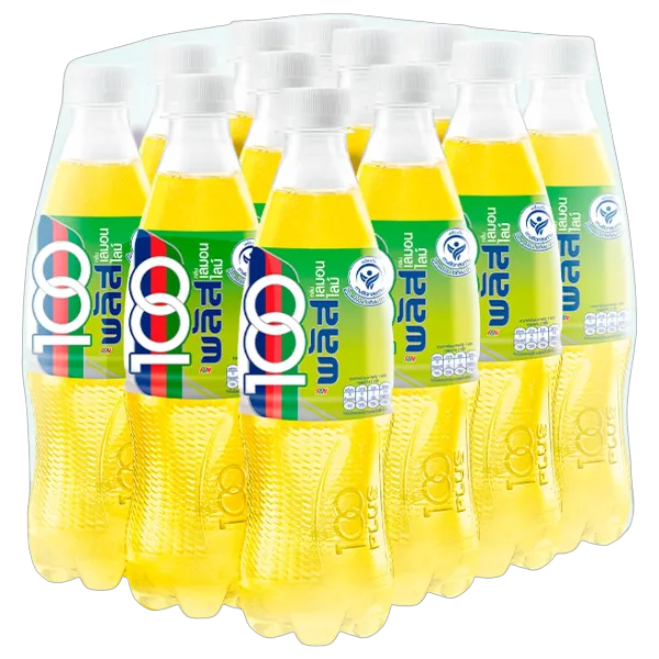 100 พลัส เครื่องดื่มเกลือแร่อัดลม กลิ่นเลมอนไลม์ 370 มล. x 12