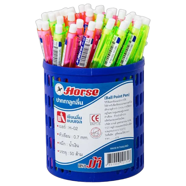 ตราม้า ปากกาลูกลื่นกด น้ำเงิน รุ่น H-02 x 50