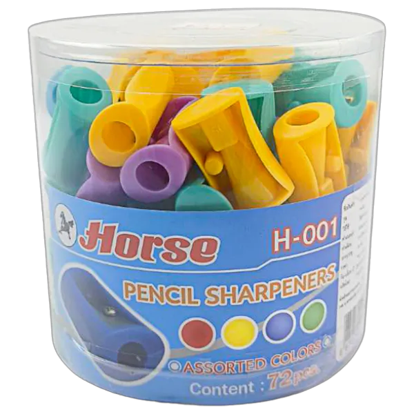 ตราม้า กบเหลาดินสอพลาสติก คละสี รุ่น H-001 x 72