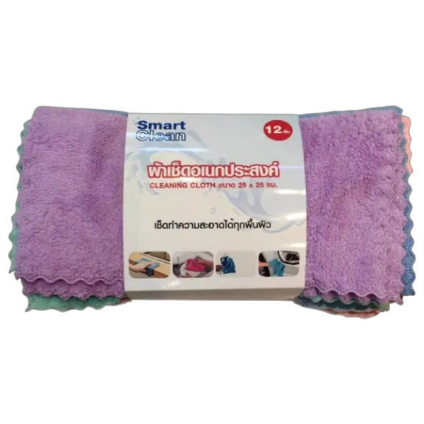 สมาร์ทคลีน ผ้าไมโครไฟเบอร์ 25 x 25 ซม. คละสี x 12