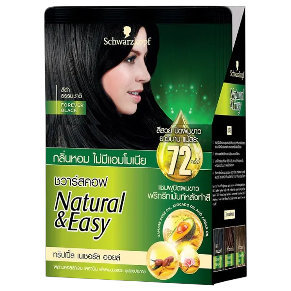 ชวาร์สคอฟ เนเชอรัลแอนด์อีซี่ แชมพูปิดผมขาว สีดำธรรมชาติ 37 มล. x 6