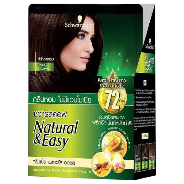 ชวาร์สคอฟ เนเชอรัลแอนด์อีซี่ แชมพูปิดผมขาว สีน้ำตาลเข้ม 37 มล. x 6