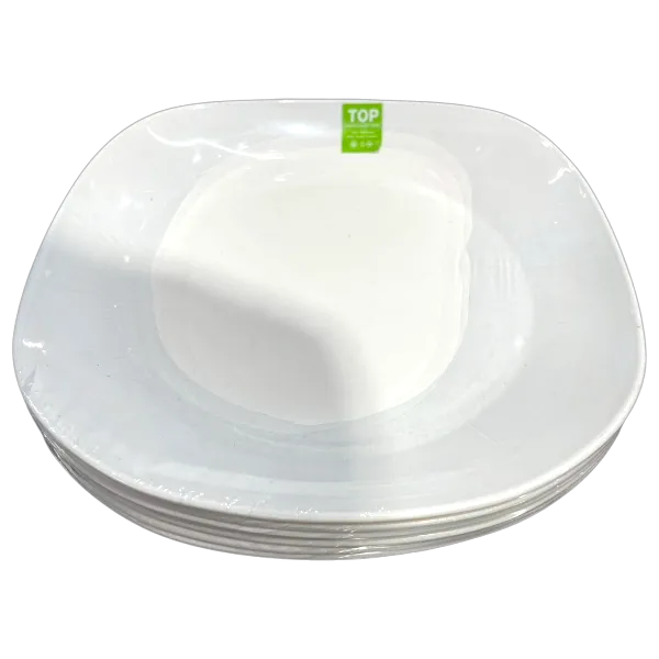 ท็อป จานสี่เหลี่ยมมุมมน ABS 9 นิ้ว เกรด A สีครีมขาว รุ่น P29 x 6