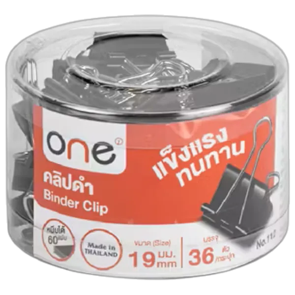วัน คลิปดำ 19 มม. รุ่น 112 กล่อง 36 ชิ้น