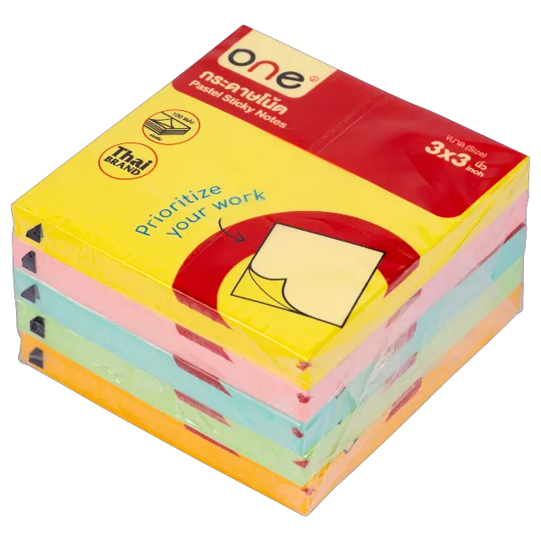 วัน กระดาษโน้ต 3 x 3 นิ้ว พาสเทล รุ่น O7676P-A แพ็ค 5 เล่ม