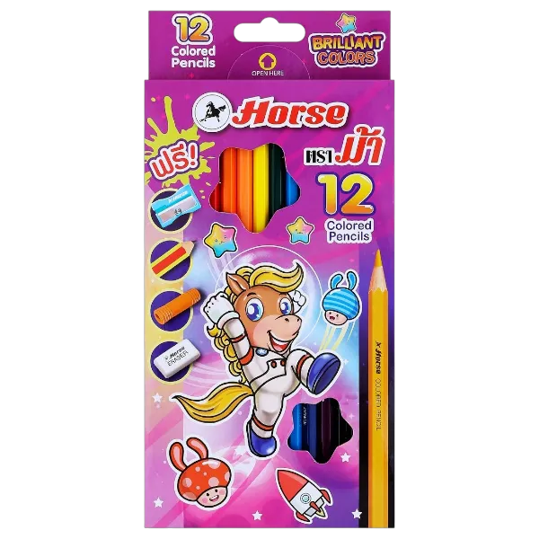 ตราม้า ดินสอสีไม้ยาว 12 สี รุ่น BRILLIANT