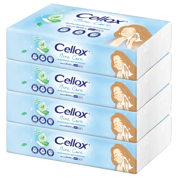 เซลล็อกซ์ กระดาษเช็ดหน้า แอคเน่ แคร์ ซอฟท์แพ็ค 100 แผ่น x 4