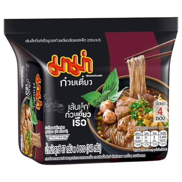 มาม่า เส้นเล็กกึ่งสำเร็จรูป รสก๋วยเตี๋ยวเรือซอสเผ็ด 87 ก. x 4