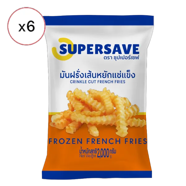 ซุปเปอร์เซฟ มันฝรั่งเส้นหยักแช่แข็ง 11 มม. 2 กก. x 6