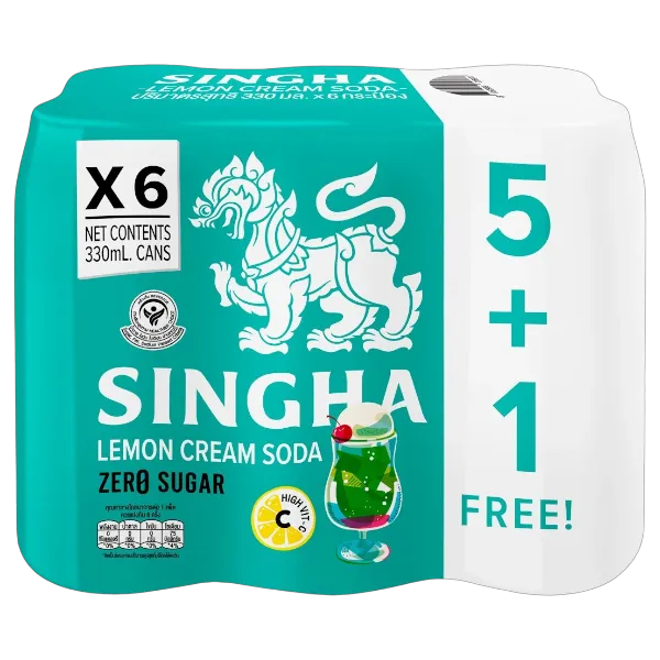 สิงห์ เครื่องดื่มมะนาวโซดา ครีมโซดา 330 มล. x 6