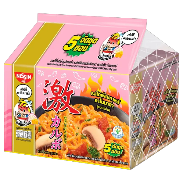 นิสชิน บะหมี่กึ่งสำเร็จรูป รสไก่เผ็ดเกาหลีคาโบนารา 60 ก. x 5